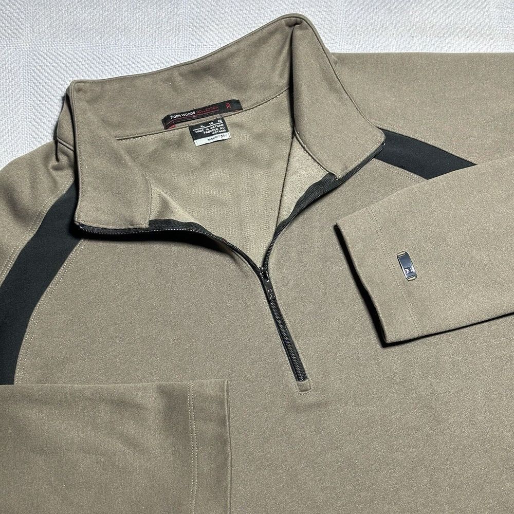 Nike Tiger Woods Collection Brown Fit-Dry 1/4 Zip Golf Pullover Men's Size XL